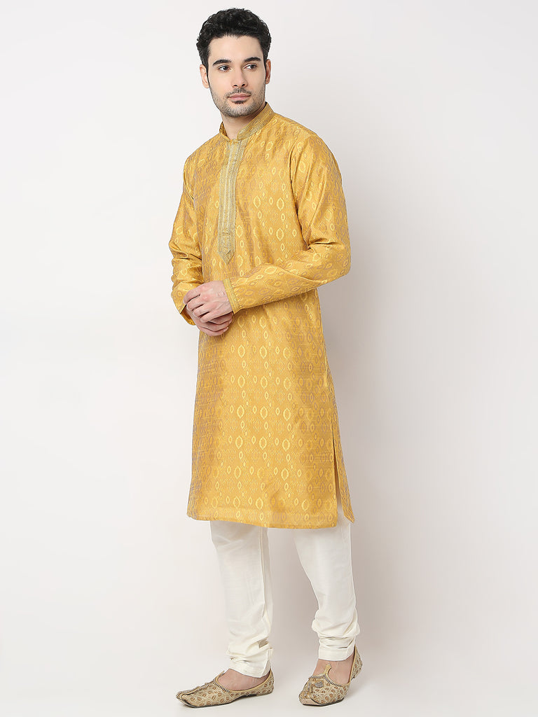 Regular Fit Jacquard Kurta with Churidar Set