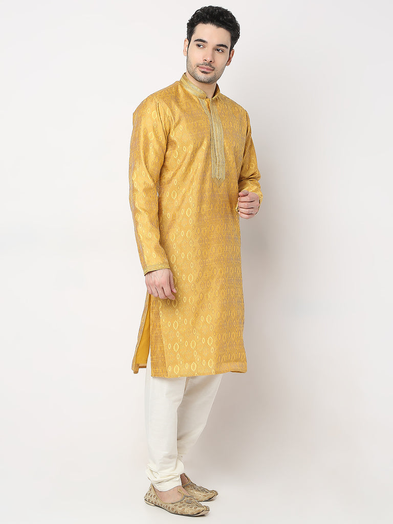 Regular Fit Jacquard Kurta with Churidar Set