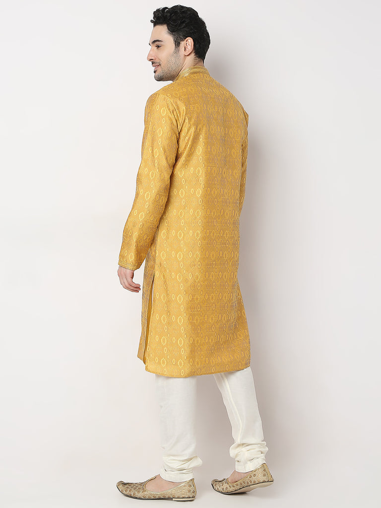 Regular Fit Jacquard Kurta with Churidar Set