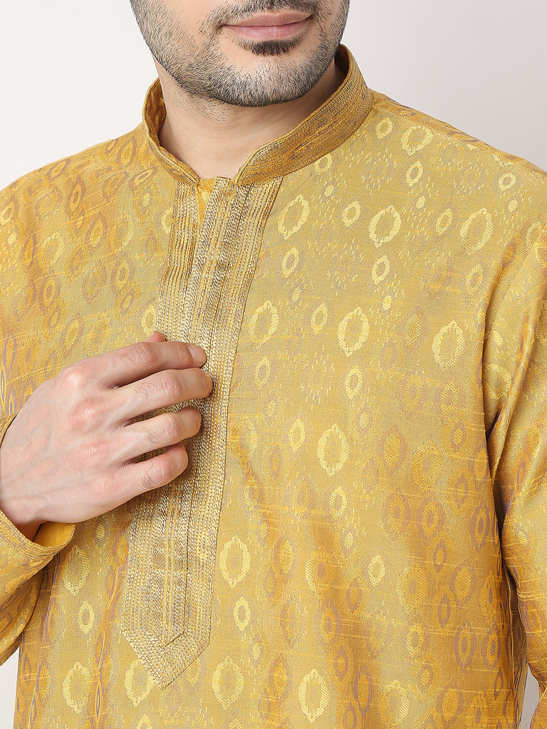 Regular Fit Jacquard Kurta with Churidar Set