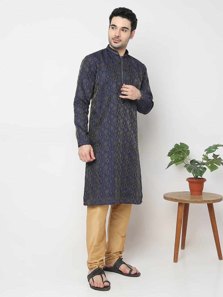 Regular Fit Jacquard Kurta with Churidar Set