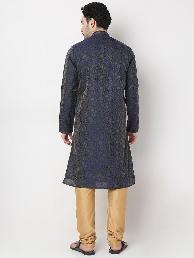 Regular Fit Jacquard Kurta with Churidar Set