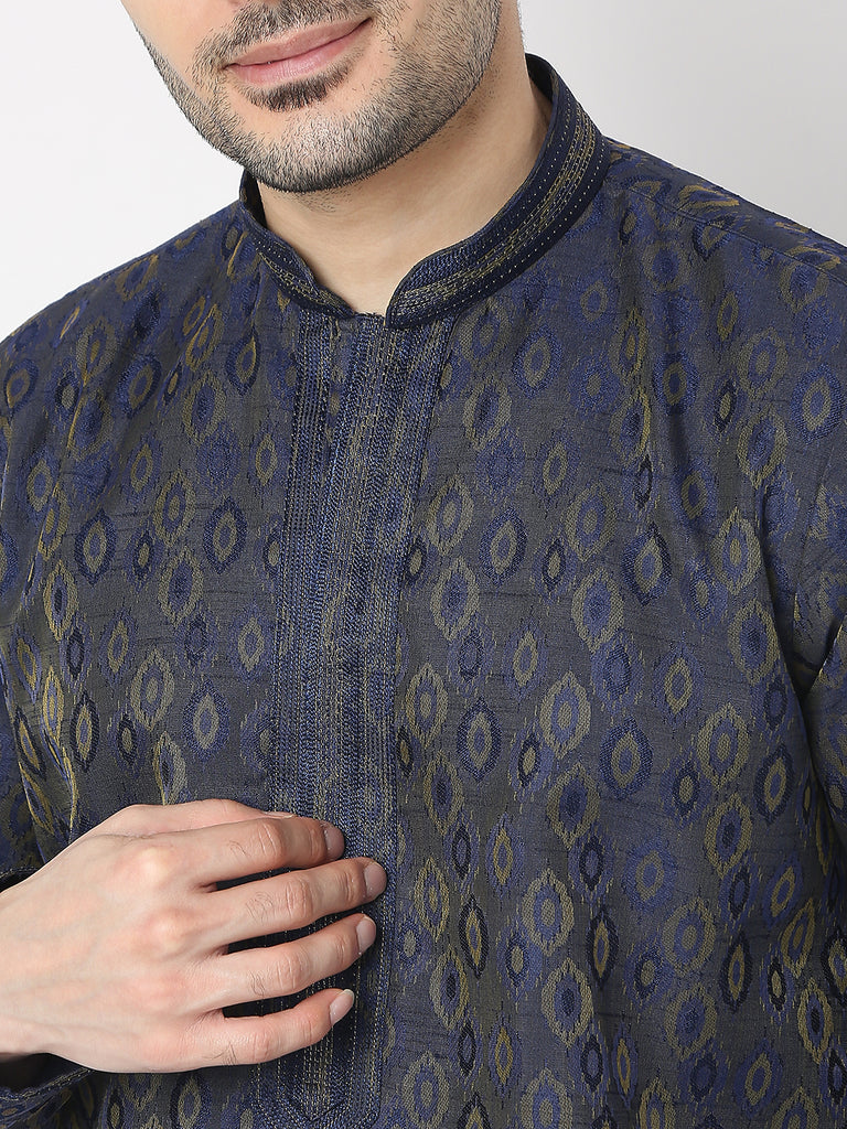 Regular Fit Jacquard Kurta with Churidar Set