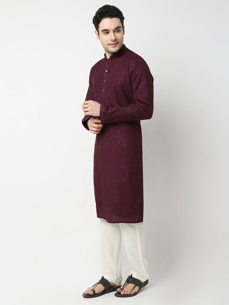 Regular Fit Embroidered Straight Kurta and Pyjama Set