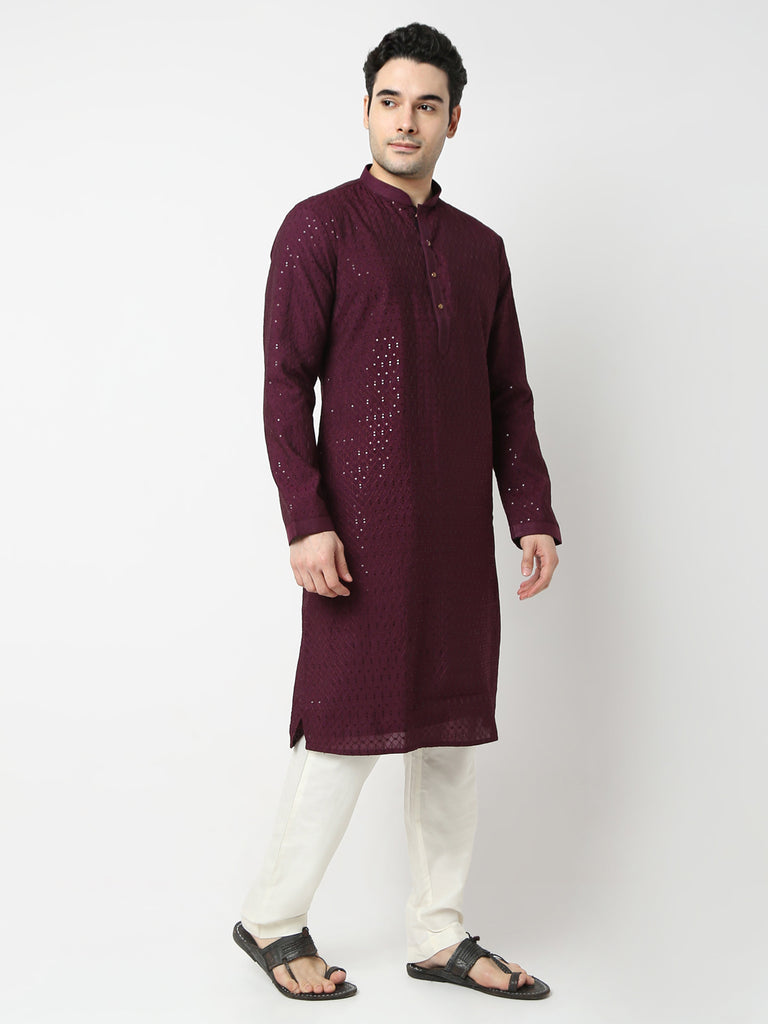 Regular Fit Embroidered Straight Kurta and Pyjama Set