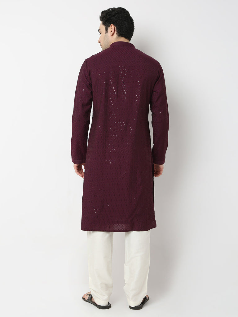 Regular Fit Embroidered Straight Kurta and Pyjama Set