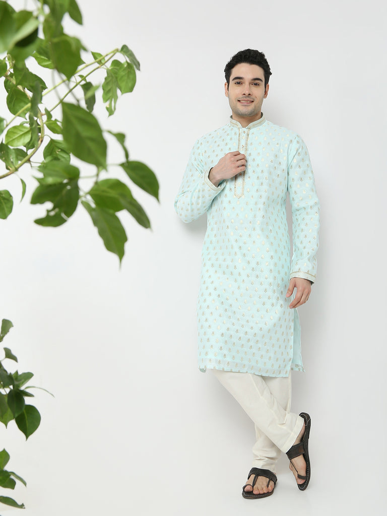 Regular Fit Jacquard Straight Kurta and Pyjama Set