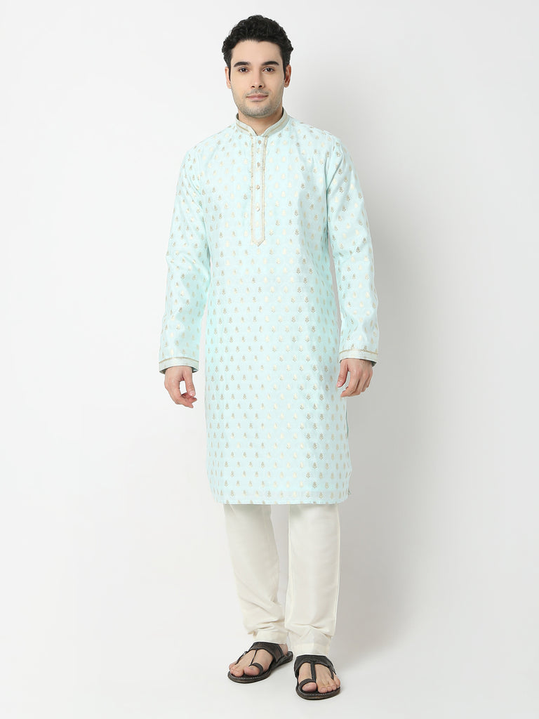 Regular Fit Jacquard Straight Kurta and Pyjama Set