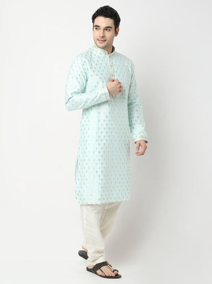 Regular Fit Jacquard Straight Kurta and Pyjama Set