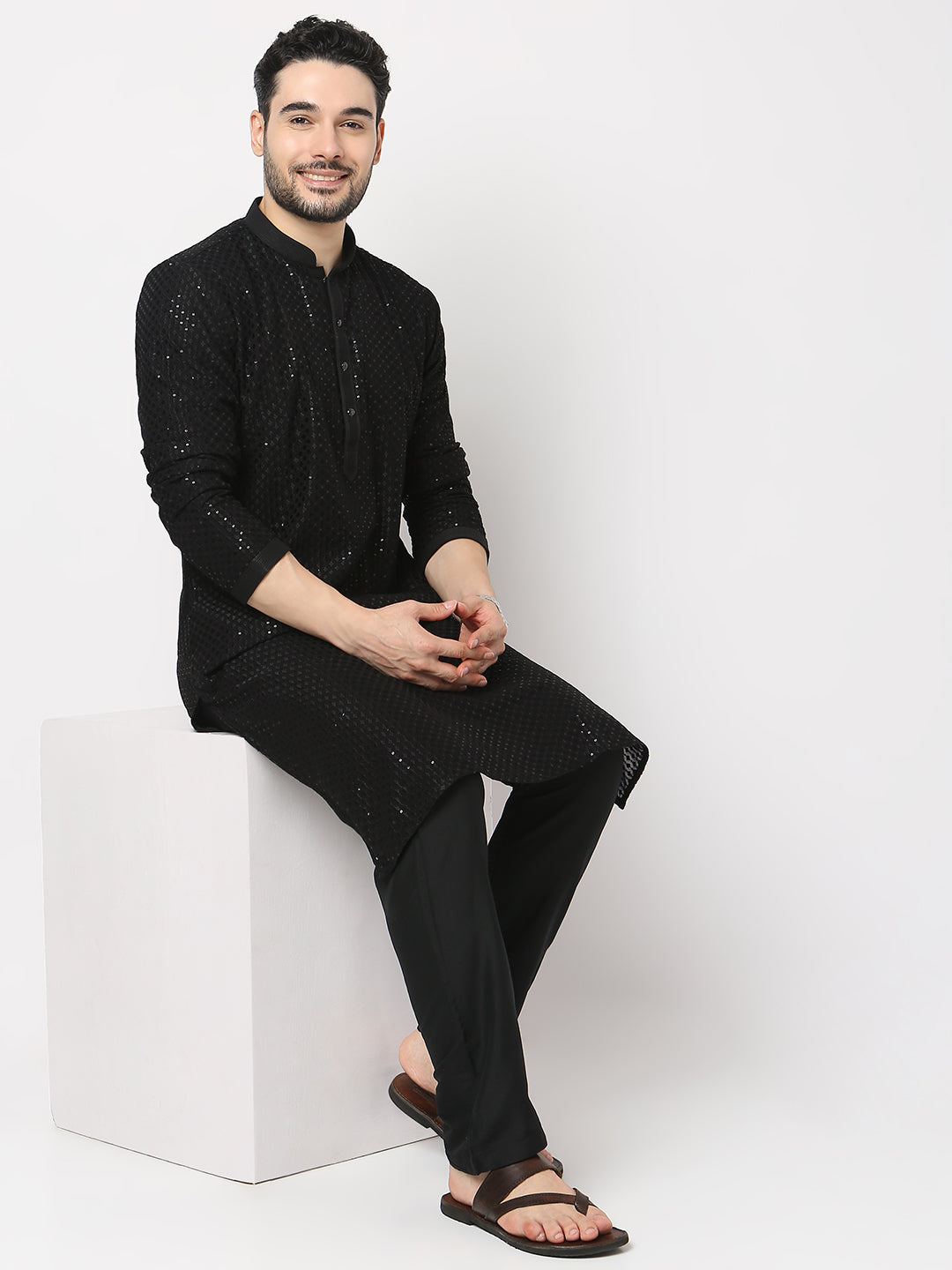 Regular Fit Embroidered Kurta with Pyjama Set
