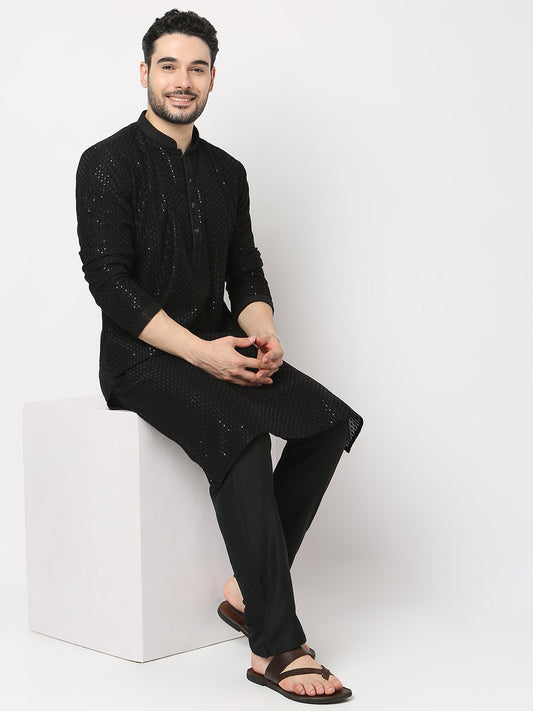 Regular Fit Embroidered Kurta with Pyjama Set