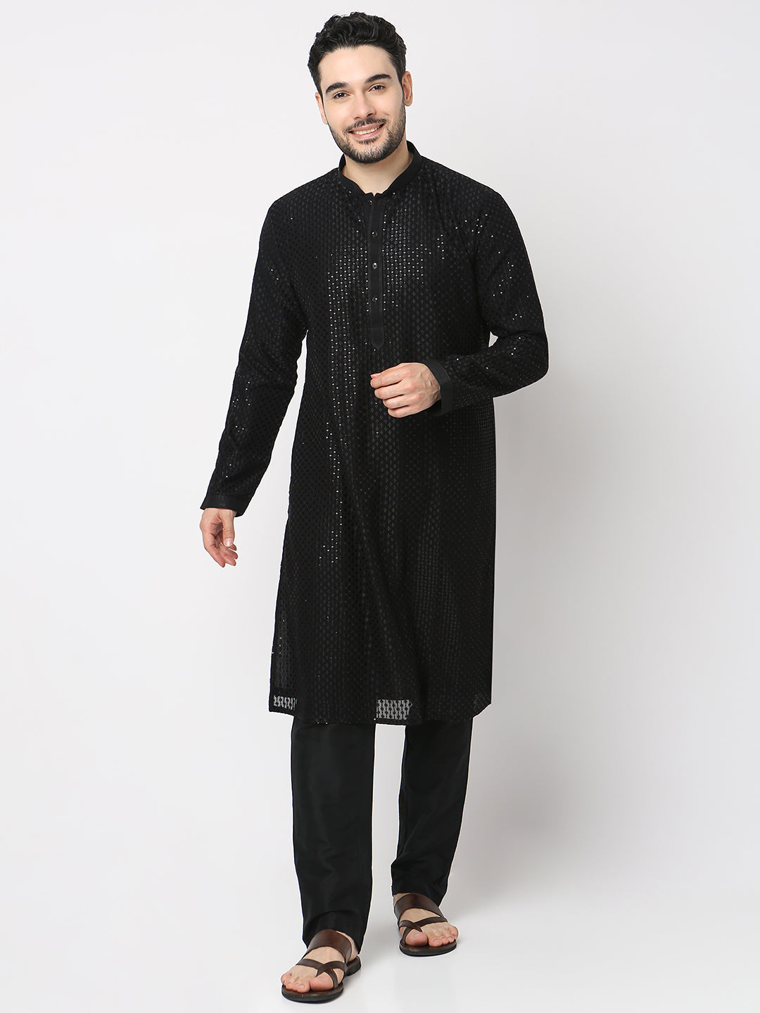 Regular Fit Embroidered Kurta with Pyjama Set
