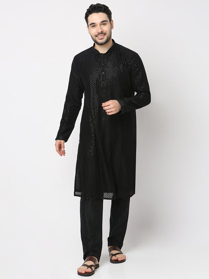 Regular Fit Embroidered Kurta with Pyjama Set