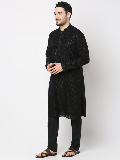 Regular Fit Embroidered Kurta with Pyjama Set
