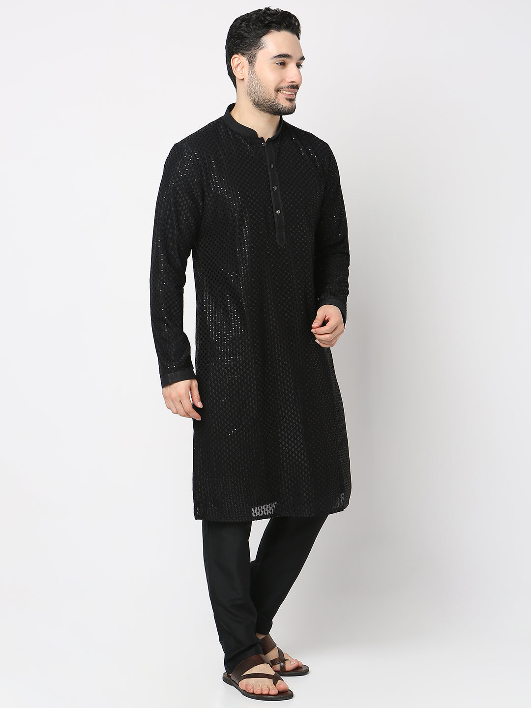 Regular Fit Embroidered Kurta with Pyjama Set