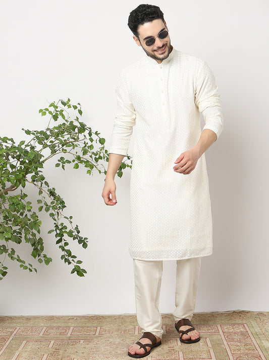 Regular Fit Embroidered Kurta with Pyjama Set