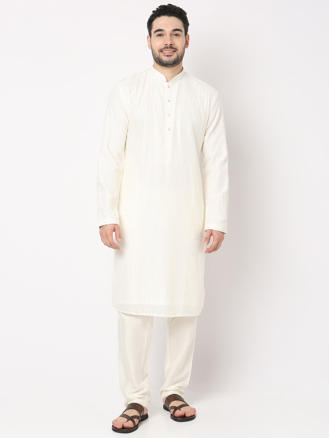Regular Fit Embroidered Kurta with Pyjama Set