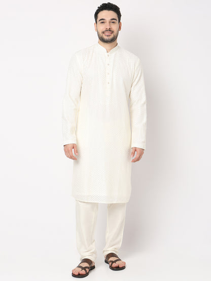 Regular Fit Embroidered Kurta with Pyjama Set