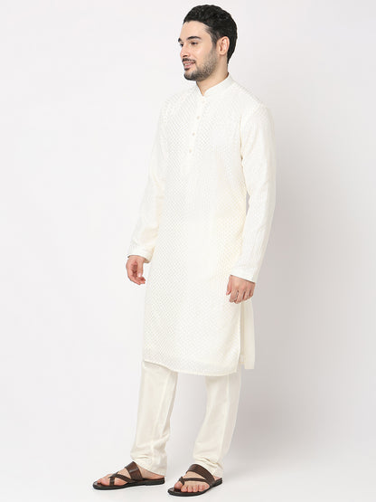 Regular Fit Embroidered Kurta with Pyjama Set