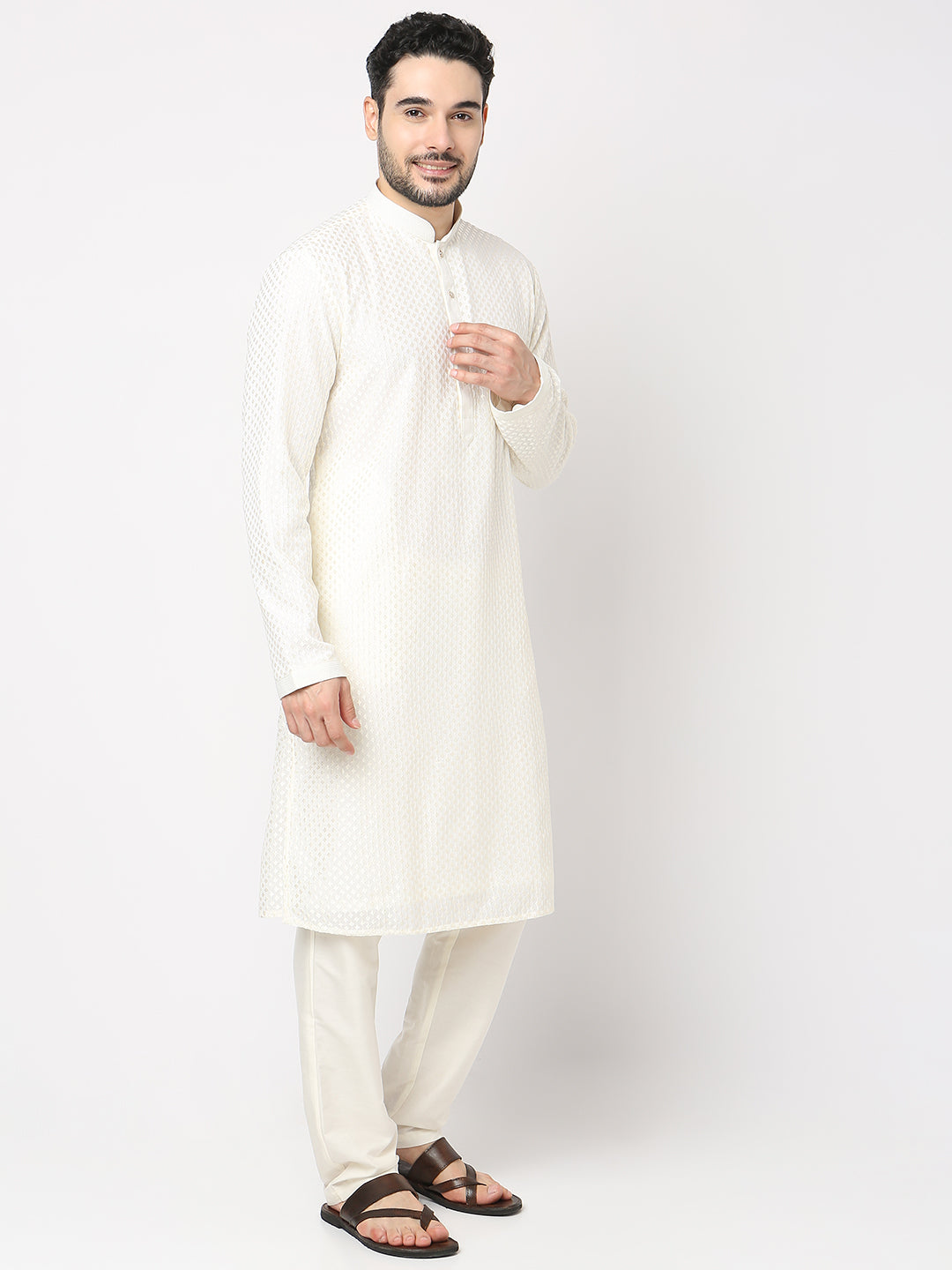 Regular Fit Embroidered Kurta with Pyjama Set