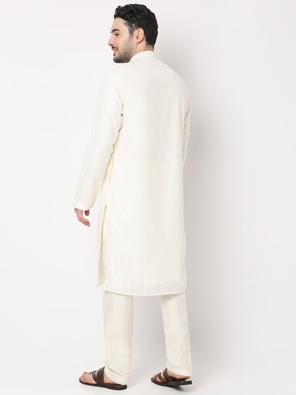 Regular Fit Embroidered Kurta with Pyjama Set
