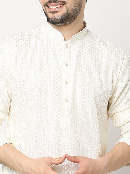 Regular Fit Embroidered Kurta with Pyjama Set