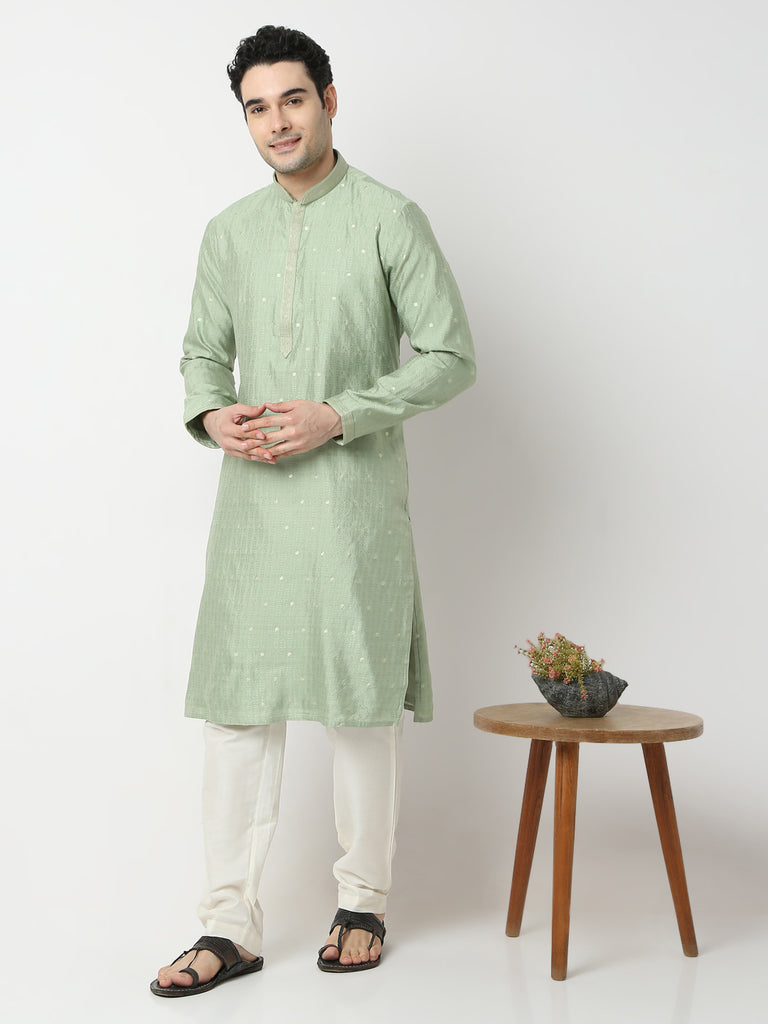 Regular Fit Jacquard Straight Kurta and Pyjama Set