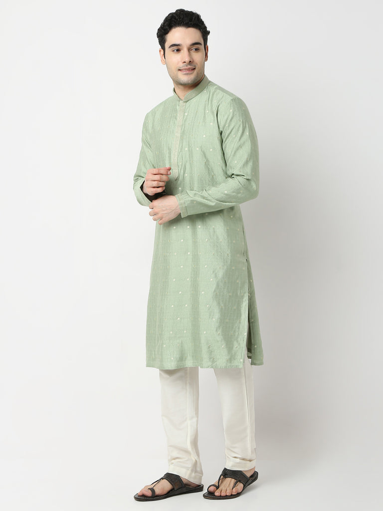 Regular Fit Jacquard Straight Kurta and Pyjama Set