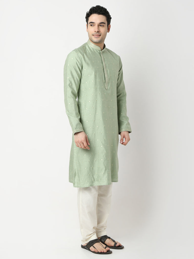 Regular Fit Jacquard Straight Kurta and Pyjama Set