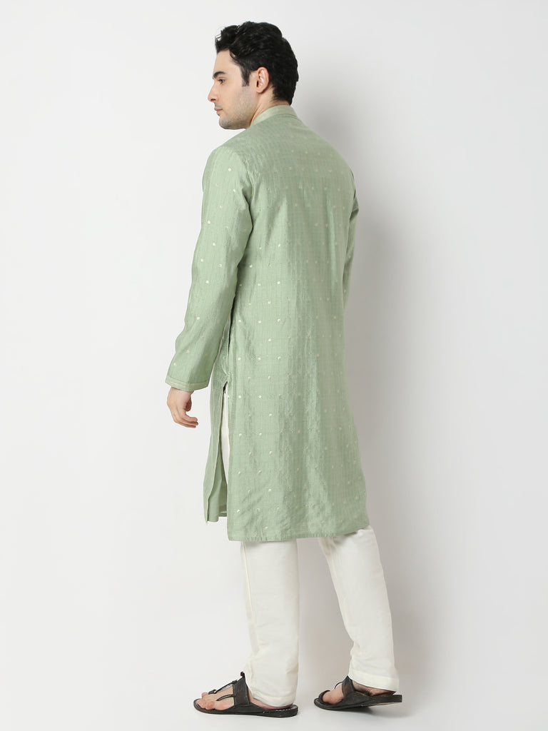 Regular Fit Jacquard Straight Kurta and Pyjama Set