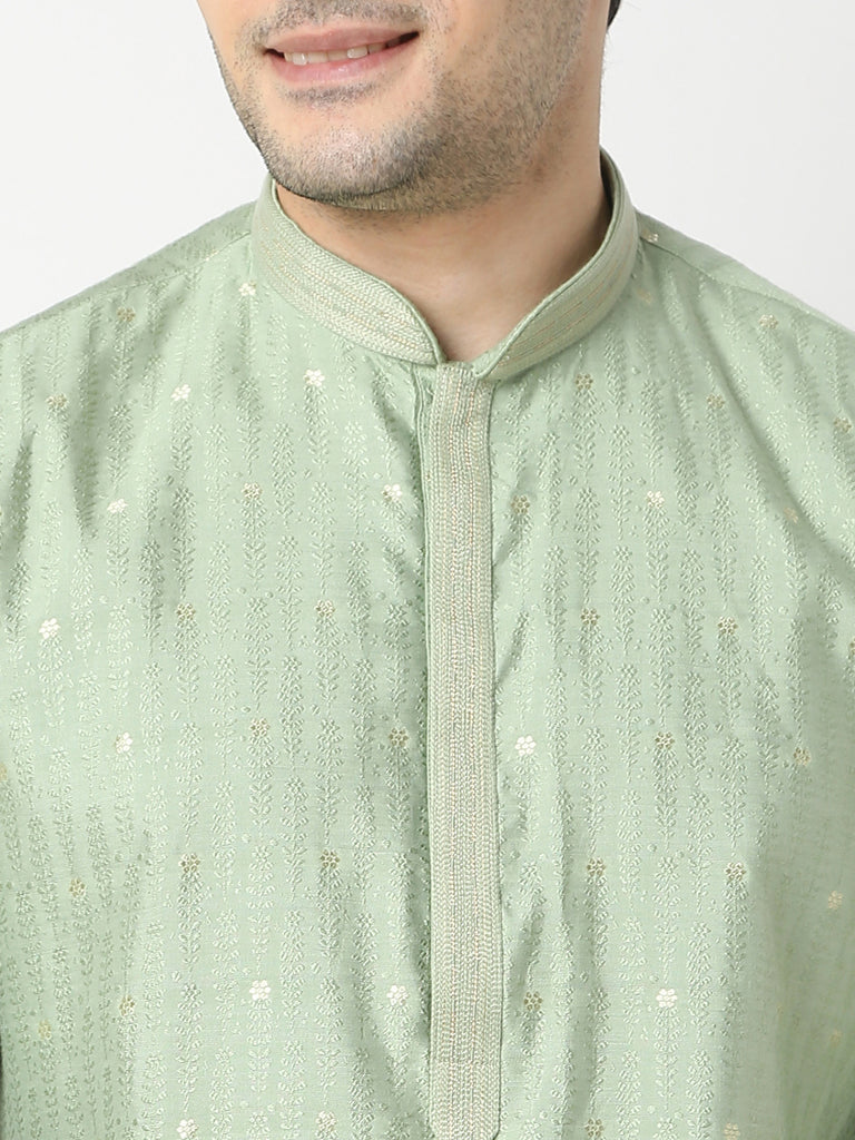 Regular Fit Jacquard Straight Kurta and Pyjama Set