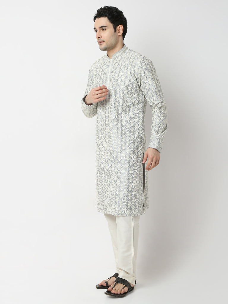 Regular Fit Embroidered Straight Kurta and Pyjama Set