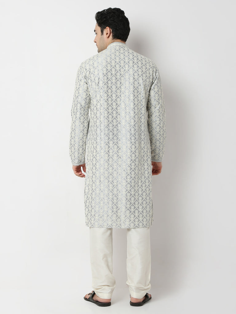 Regular Fit Embroidered Straight Kurta and Pyjama Set