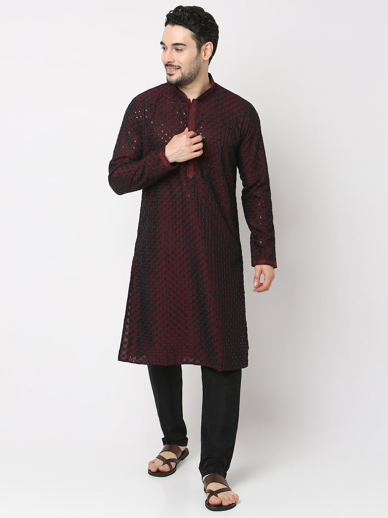 Regular Fit Embroidered Kurta with Pyjama Set