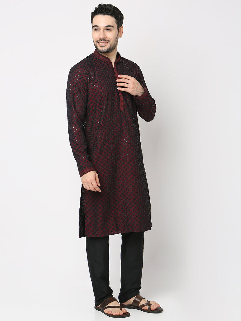 Regular Fit Embroidered Kurta with Pyjama Set