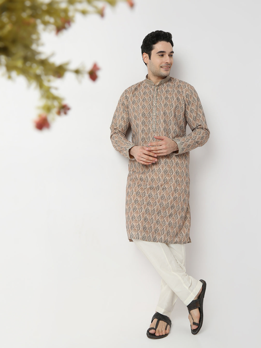 Regular Fit Embroidered Straight Kurta and Pyjama Set