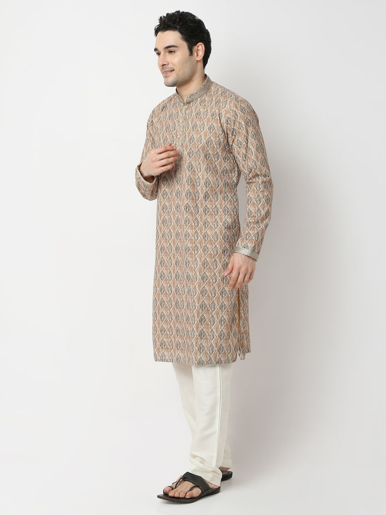 Regular Fit Embroidered Straight Kurta and Pyjama Set