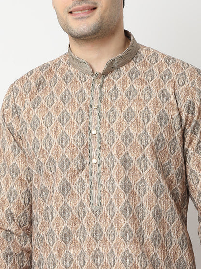 Regular Fit Embroidered Straight Kurta and Pyjama Set