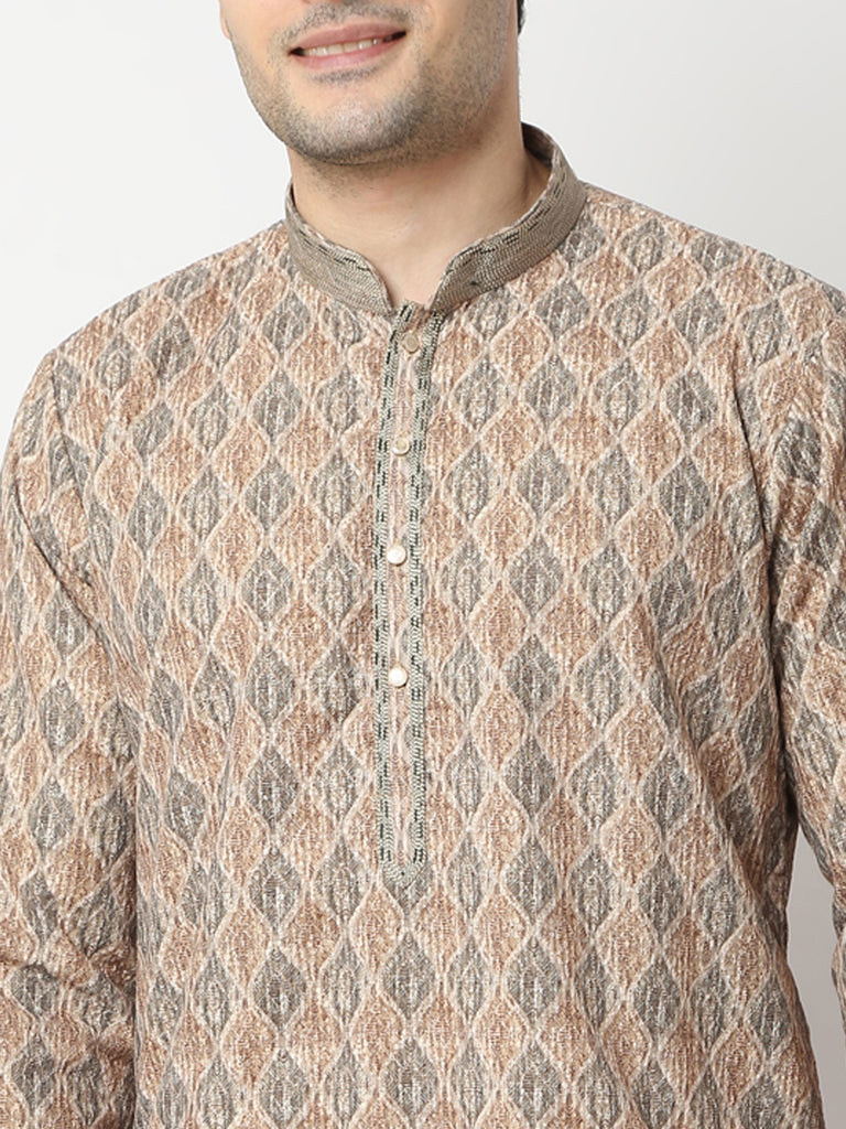 Regular Fit Embroidered Straight Kurta and Pyjama Set