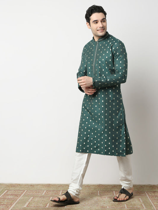 Regular Fit Jacquard Straight Kurta and Pyjama Set