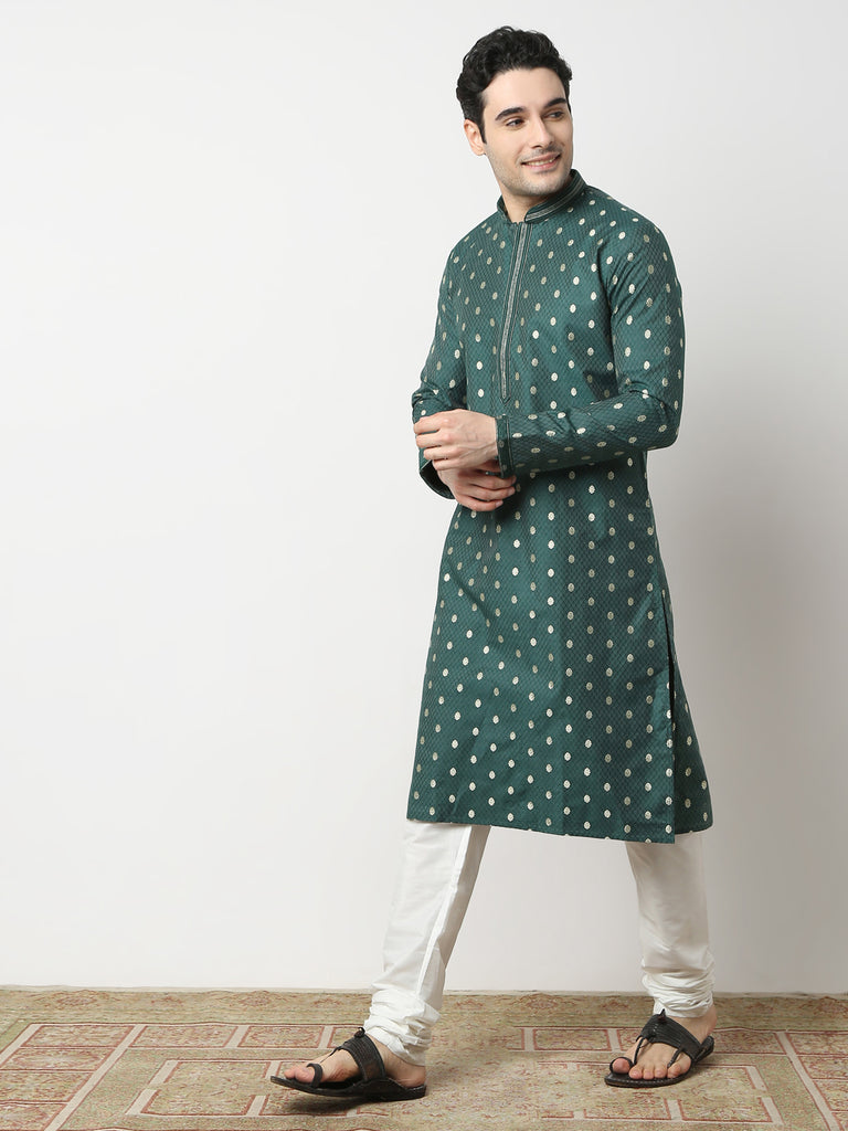 Regular Fit Jacquard Straight Kurta and Pyjama Set