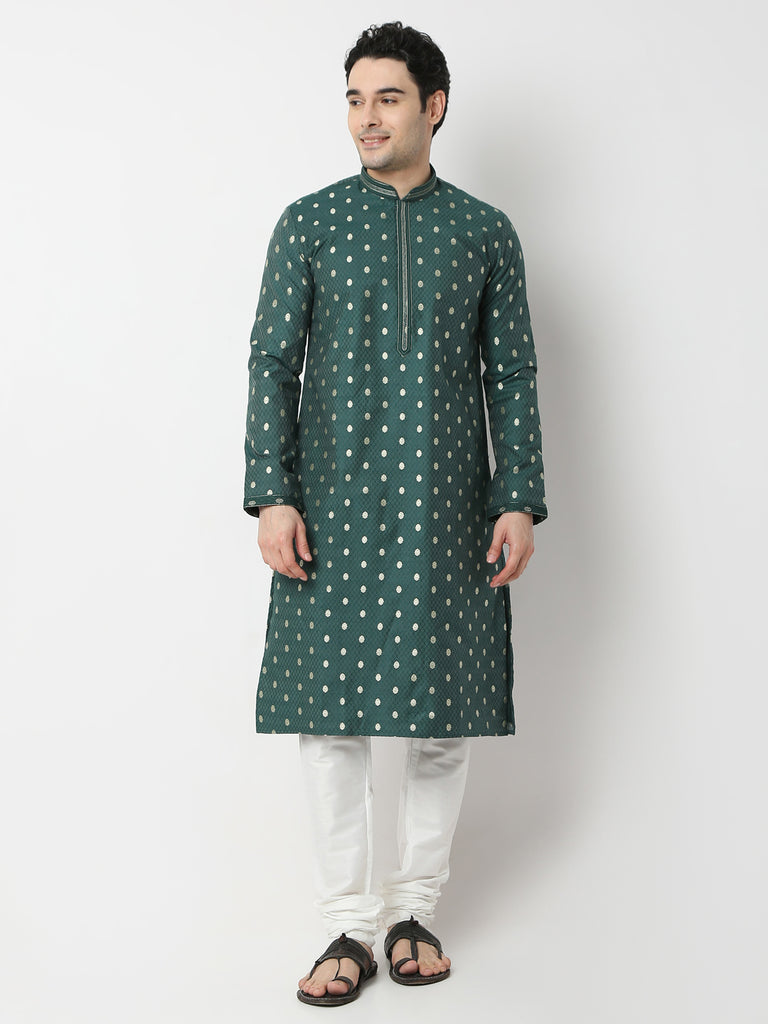 Regular Fit Jacquard Straight Kurta and Pyjama Set