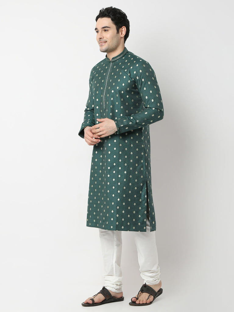 Regular Fit Jacquard Straight Kurta and Pyjama Set