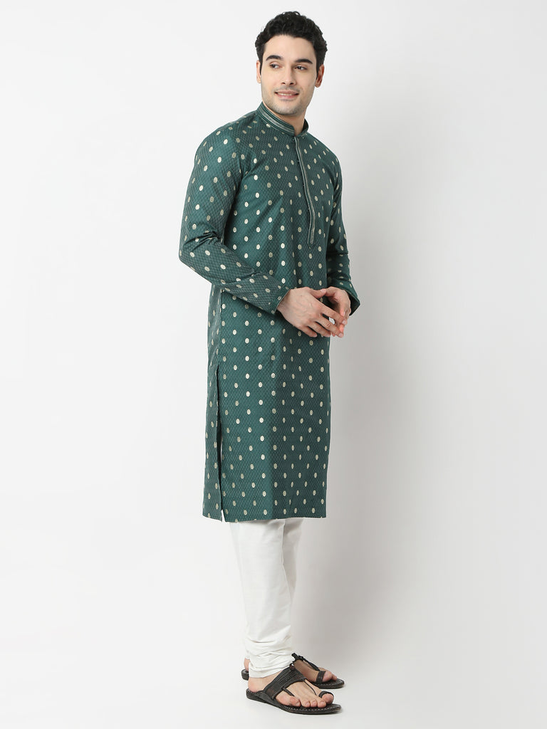 Regular Fit Jacquard Straight Kurta and Pyjama Set