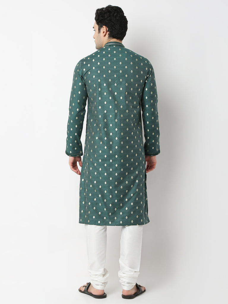 Regular Fit Jacquard Straight Kurta and Pyjama Set