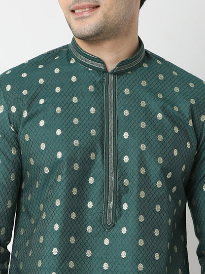 Regular Fit Jacquard Straight Kurta and Pyjama Set