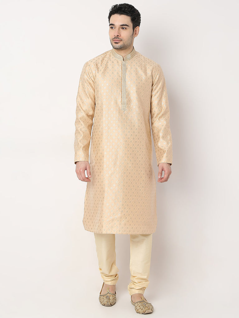 Regular Fit Jacquard Kurta with Churidar Set