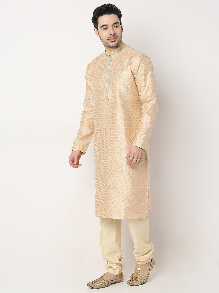 Regular Fit Jacquard Kurta with Churidar Set