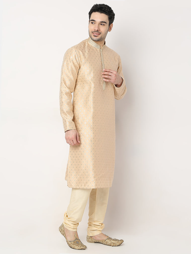 Regular Fit Jacquard Kurta with Churidar Set