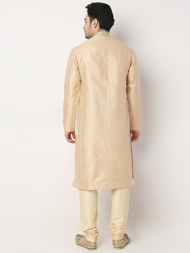 Regular Fit Jacquard Kurta with Churidar Set